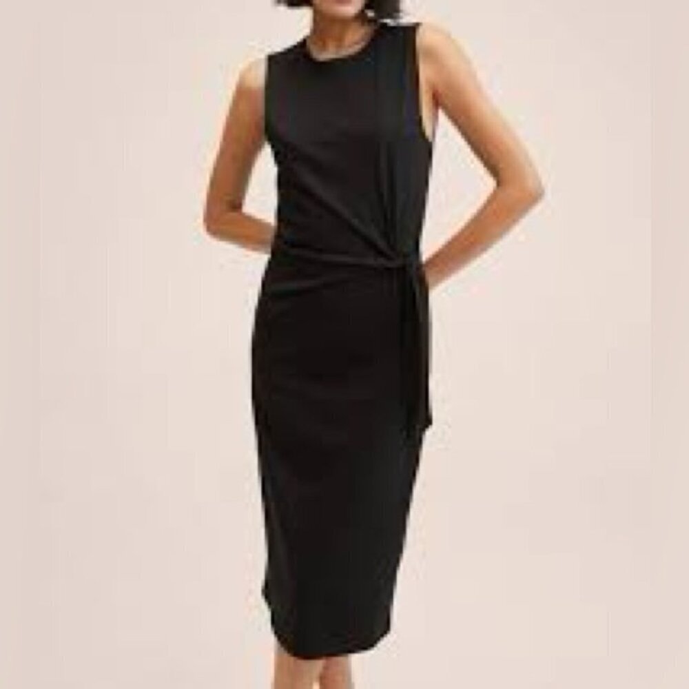 Icone Simone Organic Cotton Tie Front Sleeveless Midi Dress Size